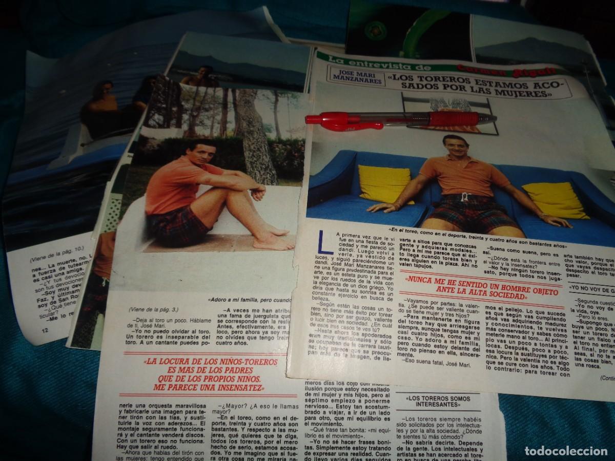 Collection Magazine Diez Minutos: RECORTE : ENTREVISTA AL TORERO JOSE MARI MANZANARES. DIEZ MINUTOS, SPBRE 1987