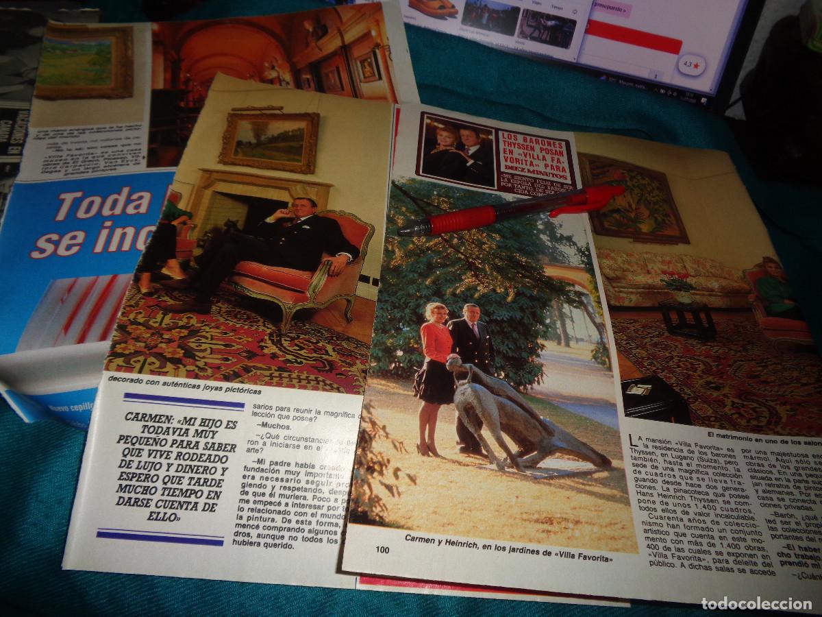 Coleccionismo de revista Diez Minutos: RECORTE : CARMEN CERVERA Y EL BARON THYSSEN, EN VILLA FAVORITA. DIEZ MINUTOS, MARZO 1989