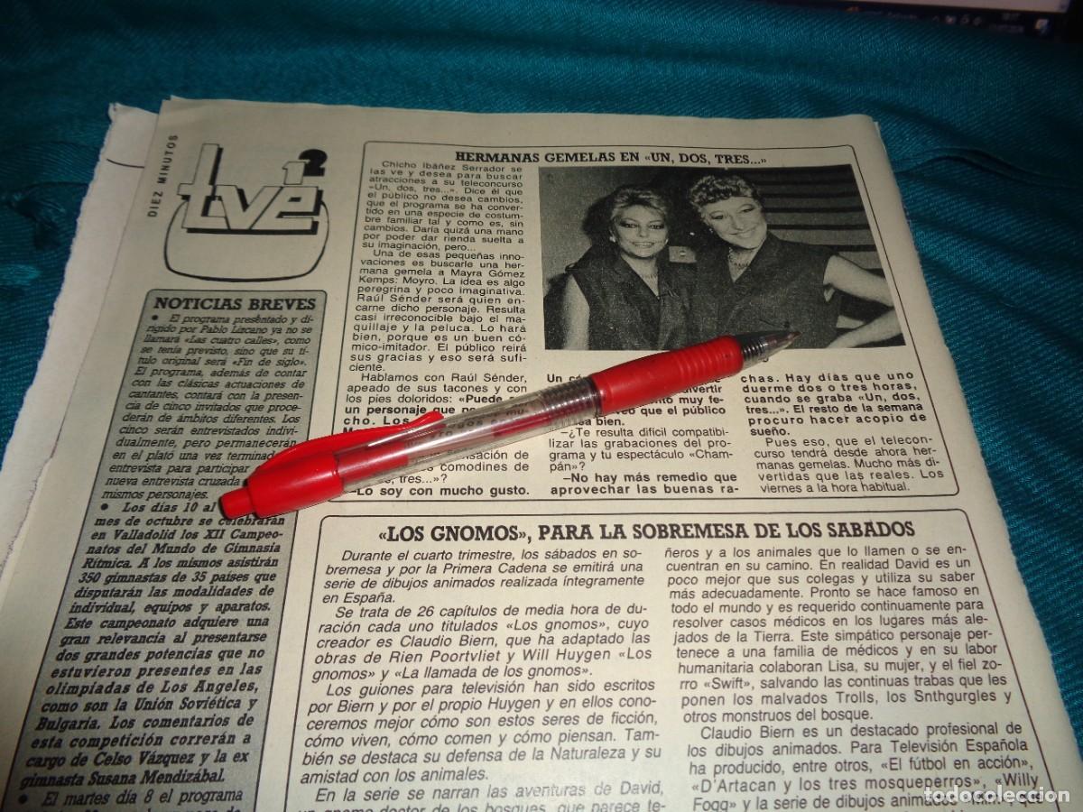 Coleccionismo de revista Diez Minutos: RECORTE : MAYRA Y MOYRO, HERMANAS GEMELAS EN EL UN, DOS, TRES.... DIEZ MINUTOS, OCTBRE 1985