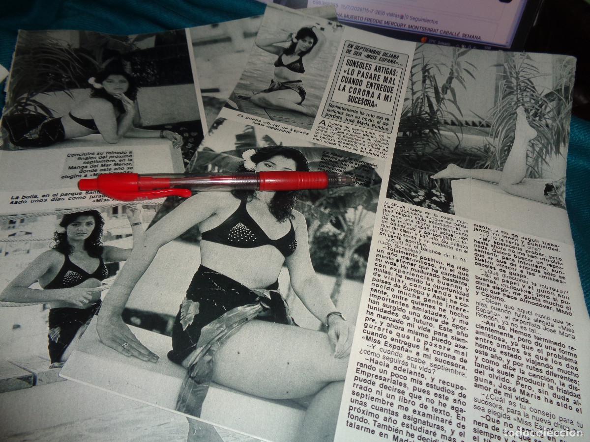 Coleccionismo de revista Diez Minutos: RECORTE : SONSOLES ARTIGAS, MISS ESPA&Ntilde;A, PASA SU CORONA EN SEPTIEMBRE. DIEZ MINUTOS, AGTO 1988