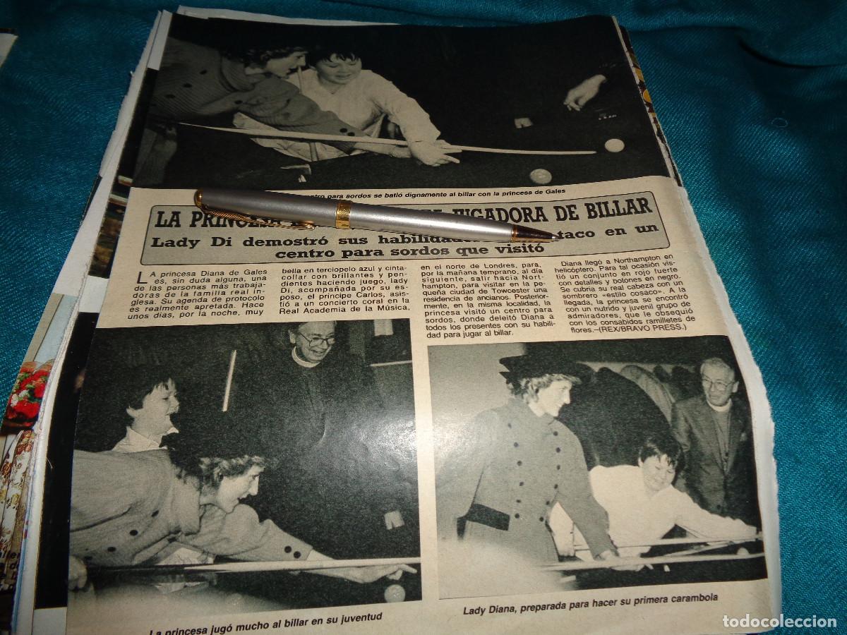 Coleccionismo de revista Diez Minutos: RECORTE : LADY DI, EXPERTA JUGADORA DE BILLAR. DIEZ MINUTOS, FBRO 1986
