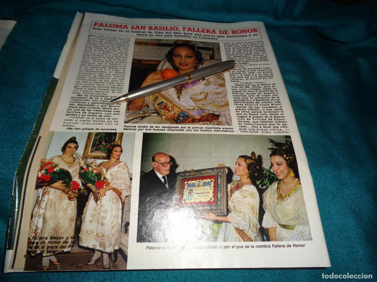 Coleccionismo de revista Diez Minutos: RECORTE : PALOMA SAN BASILIO, FALLERA DE HONOR. DIEZ MINUTOS, FBRO 1986
