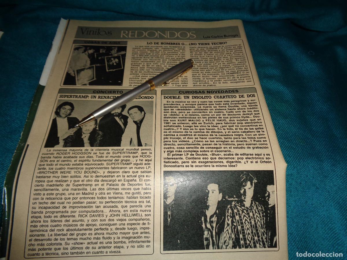 Coleccionismo de revista Diez Minutos: RECORTE : VINILOS : HOMBRES G. SUPERTRAMP, DOUBLE. DIEZ MINUTOS, FBRO 1986