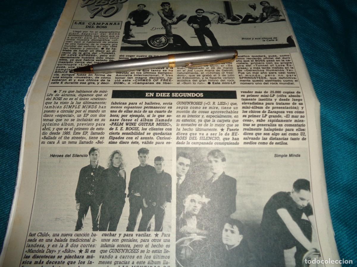 Coleccionismo de revista Diez Minutos: RECORTE : BRUCE SPRINGSTEEN. HEROES DEL SILENCIO. SIMPLE MINDS. DIEZ MINUTOS, FBRO 1989