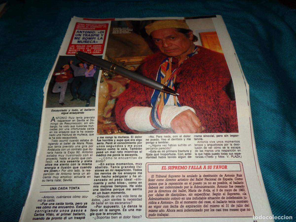 Coleccionismo de revista Diez Minutos: RECORTE : ANTONIO , SE ROMPE UNA MU&Ntilde;ECA EN UN ENSAYO. DIEZ MINUTOS, FBRO 1989