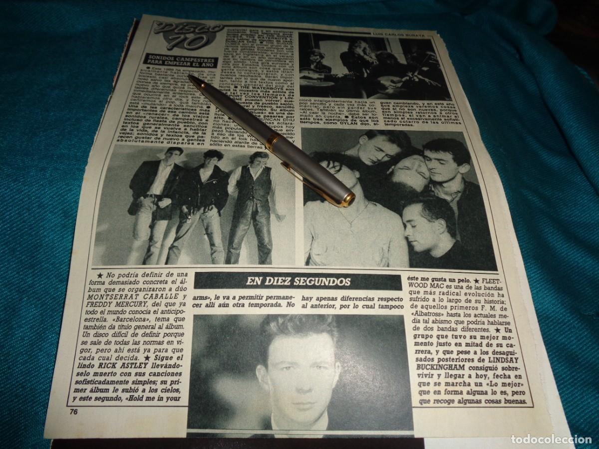 Coleccionismo de revista Diez Minutos: RECORTE : DUNCAN DHU. THE WATERBOYS, RICK ASTLEY. DIEZ MINUTOS, ENERO 1989