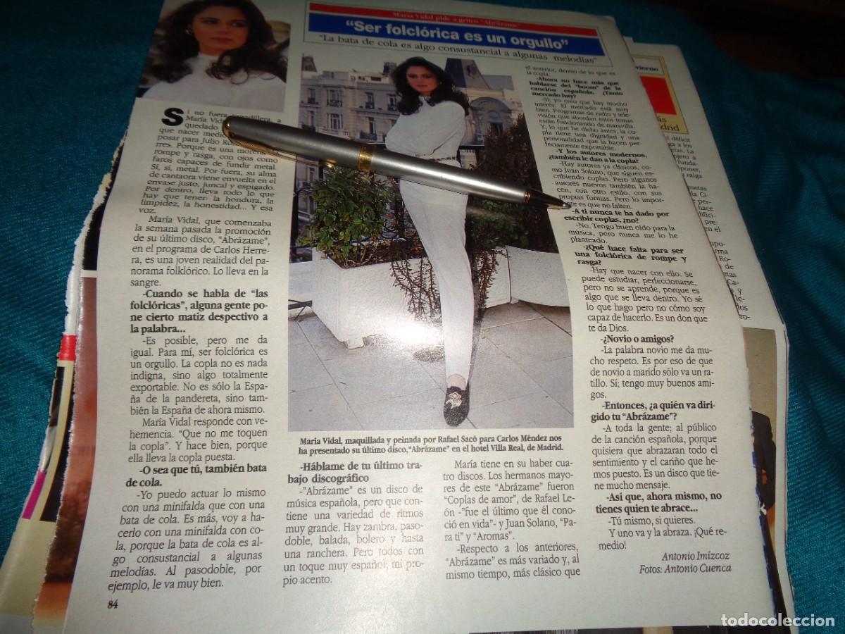 Coleccionismo de revista Diez Minutos: RECORTE : MARIA VIDAL, SER FOLKLORICA ES UN ORGULLO. DIEZ MINUTOS, MARZO 1992