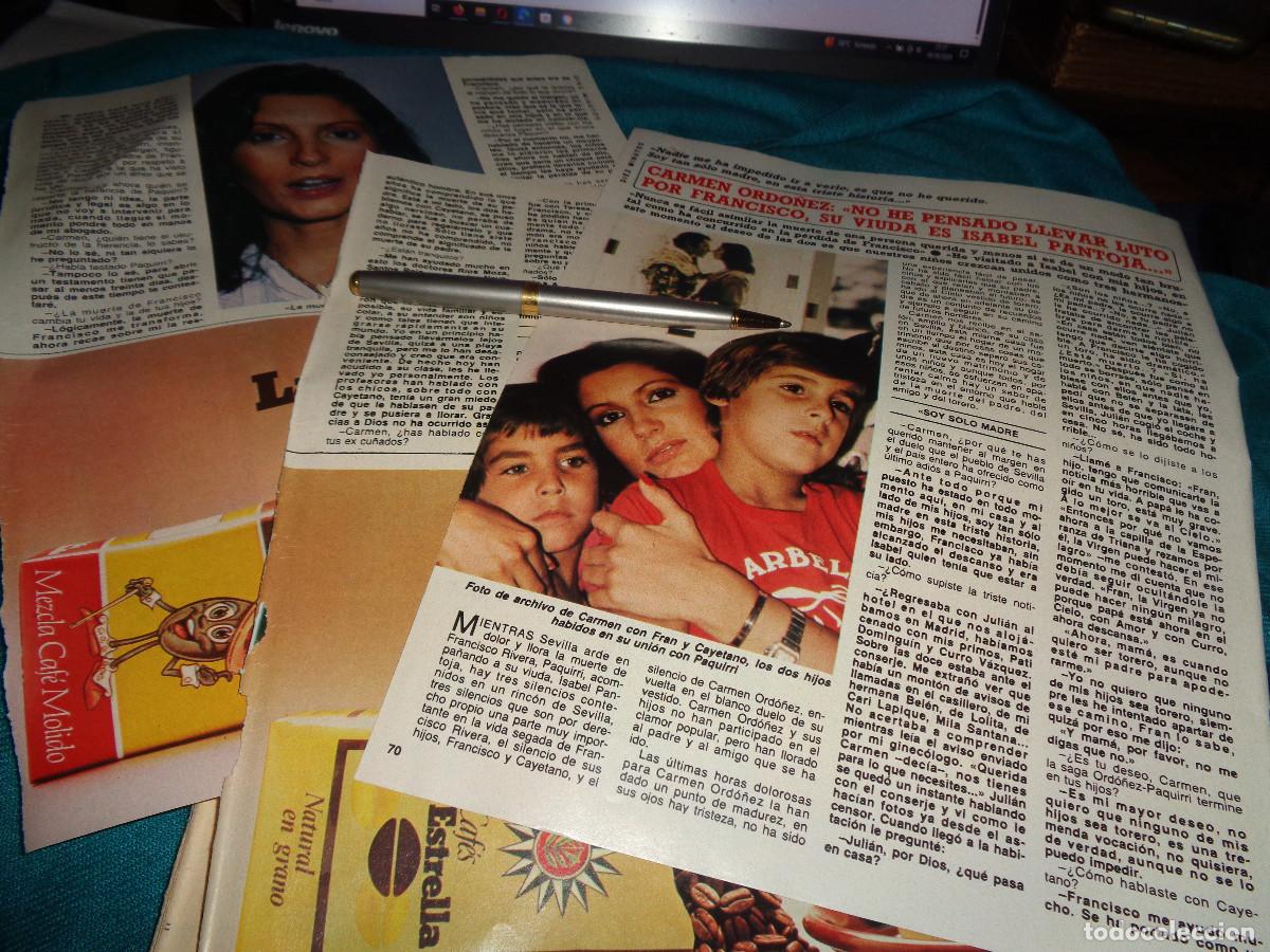 Coleccionismo de revista Diez Minutos: RECORTE : CARMEN ORDO&Ntilde;EZ, ANTE LA MUERTE DE PAQUIRRI. DIEZ MINUTOS, OCTBRE 1984