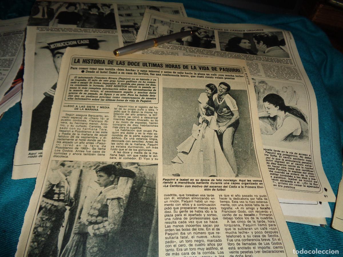 Coleccionismo de revista Diez Minutos: RECORTE : HISTORIA DE LAS ULTIMAS 12 HORAS DE LA VIDA DE PAQUIRRI. DIEZ MINUTOS, OCTBRE 1984