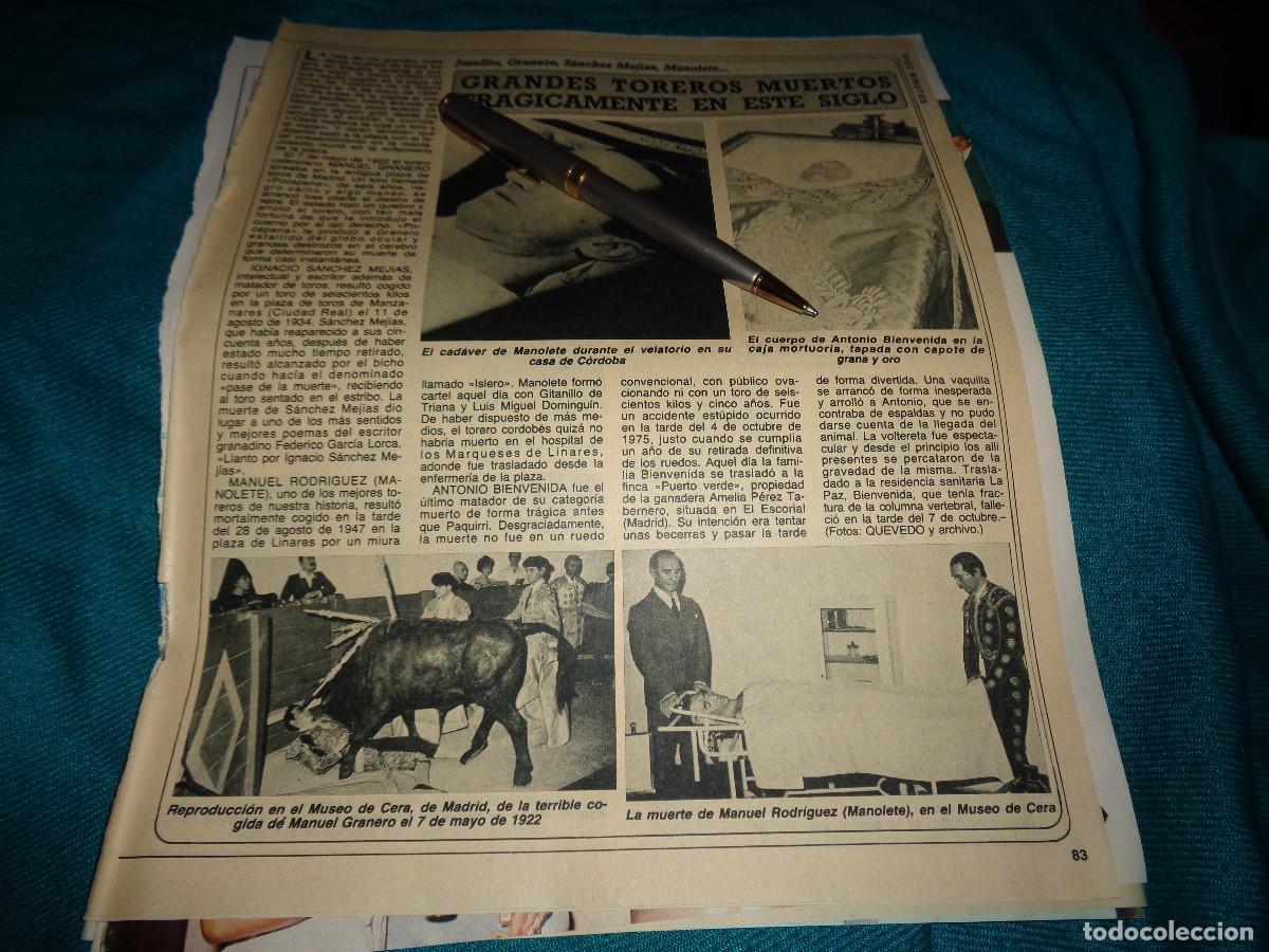 Coleccionismo de revista Diez Minutos: RECORTE : GRANDES TOREROS MUERTOS EN ESTE SIGLO : MANOLETE..... DIEZ MINUTOS, OCTBRE 1984