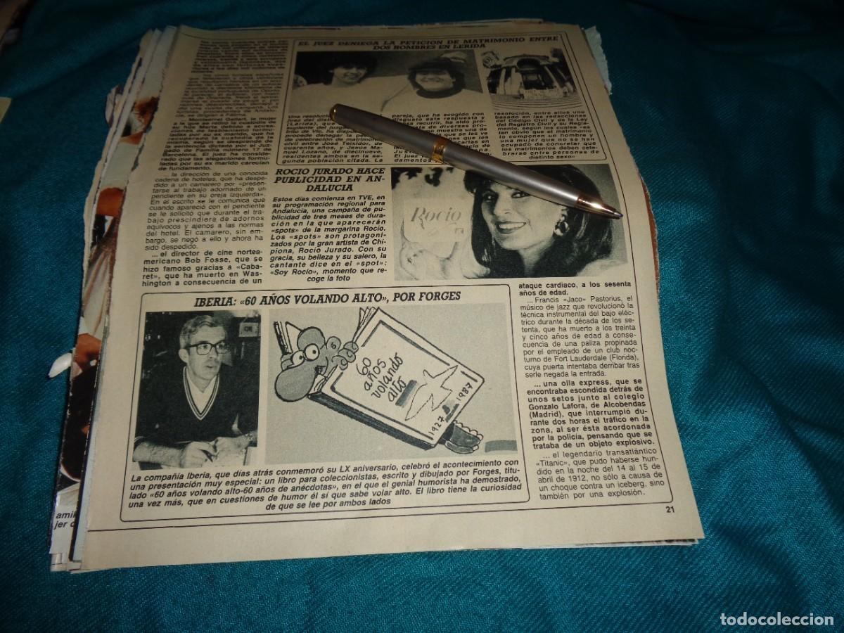 Coleccionismo de revista Diez Minutos: RECORTE : ROCIO JURADO. FORGES. DIEZ MINUTOS, OCTBRE 1987