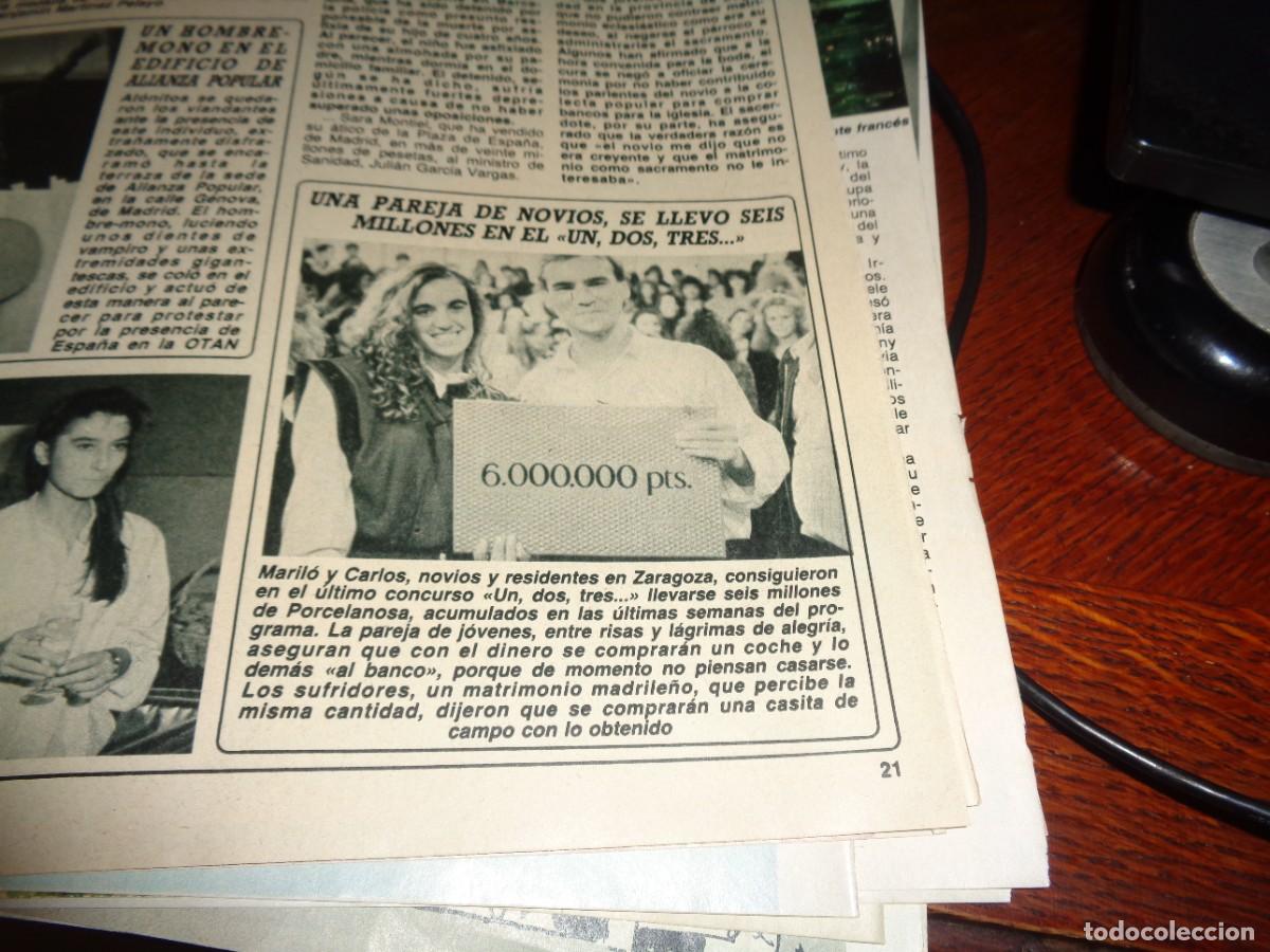 Coleccionismo de revista Diez Minutos: RECORTE : UNA PAREJA SE LLEVA SEIS MILLONES EN EL UN, DOS, TRES... DIEZ MINUTOS, OCTBRE 1987
