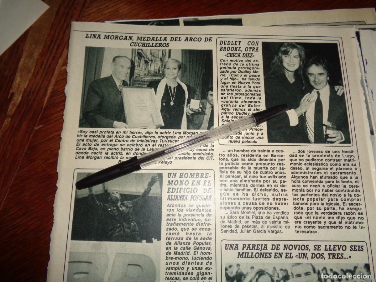 Coleccionismo de revista Diez Minutos: RECORTE : LINA MORGAN, MEDALLA DEL ARCO DE CUCHILLEROS. DIEZ MINUTOS, OCTBRE 1987