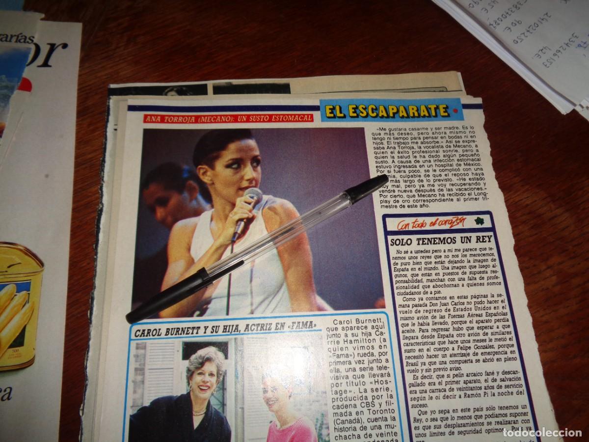 Coleccionismo de revista Diez Minutos: RECORTE : ANA TORROJA ( MECANO) SUSTO ESTOMACAL. DIEZ MINUTOS, OCTBRE 1987