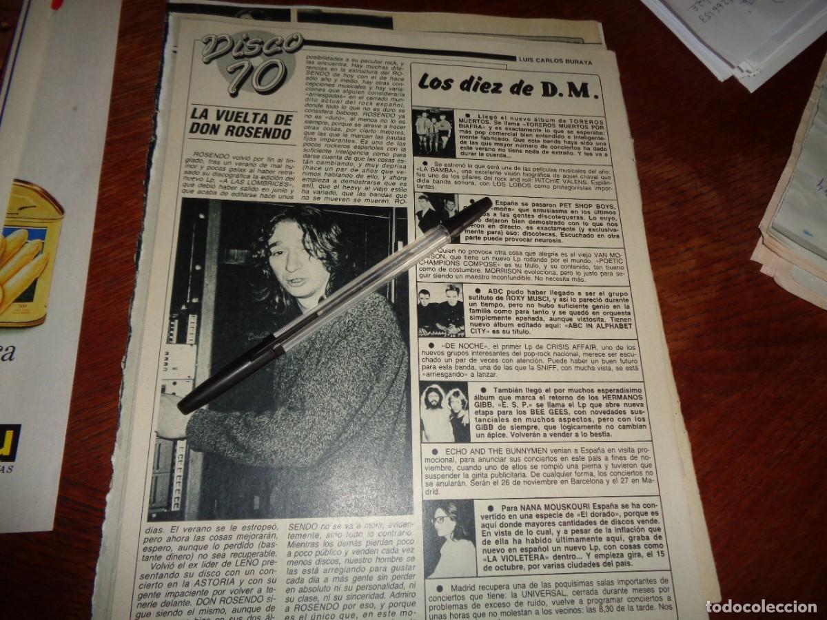 Coleccionismo de revista Diez Minutos: RECORTE : DISCO 10 : LA VUELTA DE ROSENDO. DIEZ MINUTOS, OCTBRE 1987