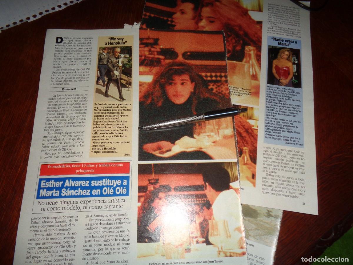 Coleccionismo de revista Diez Minutos: RECORTE : ESTHER ALVAREZ, SUSTITUYE A MARTA SANCHEZ EN OL&Eacute; OL&Eacute;. DIEZ MINUTOS ,NVBRE 1991