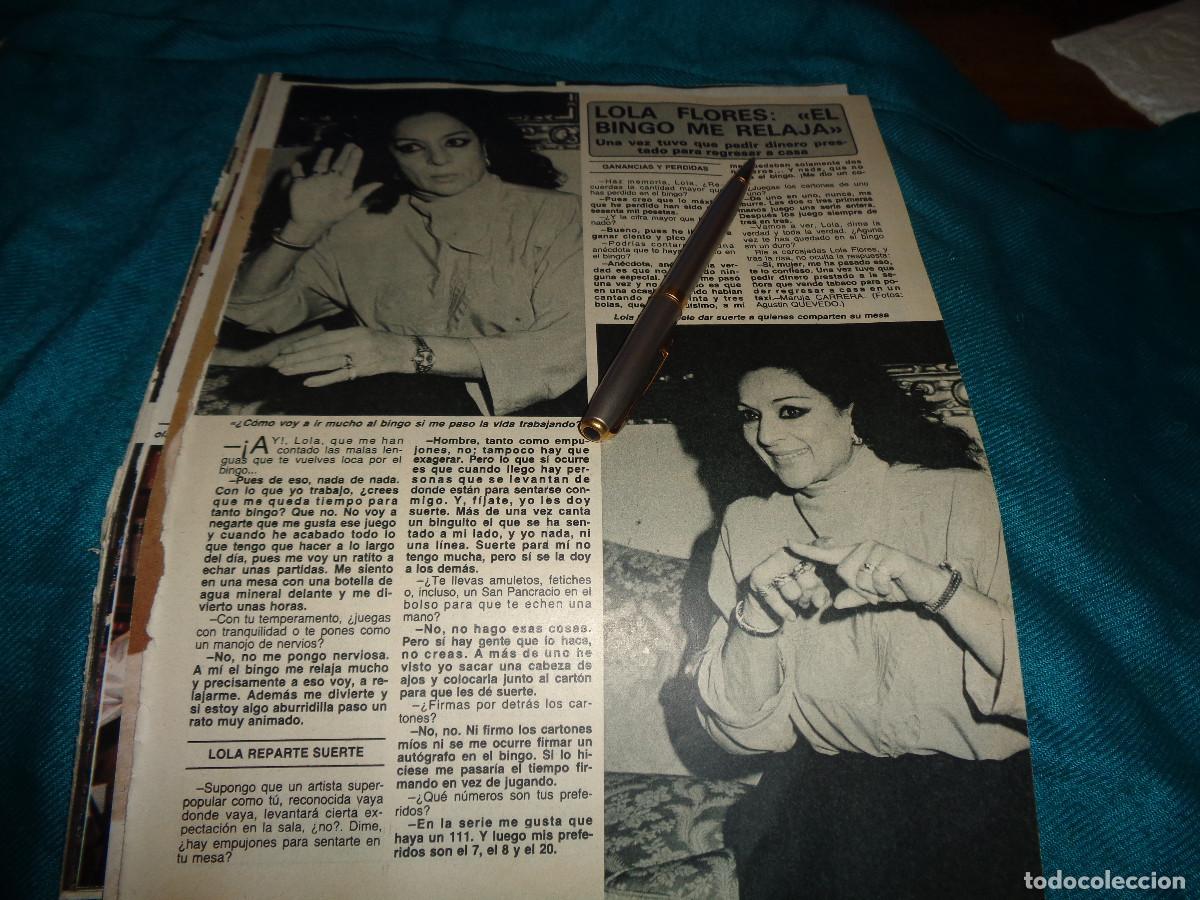 Coleccionismo de revista Diez Minutos: RECORTE : LOLA FLORES : EL BINGO ME RELAJA. DIEZ MINUTOS, ENERO 1987