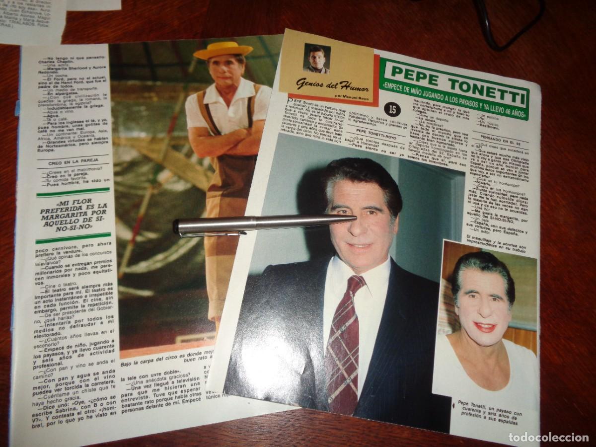 Coleccionismo de revista Diez Minutos: RECORTE : PEPE TONETTI, 46 A&Ntilde;OS DE PAYASO. DIEZ MINUTOS, OCTBRE 1990