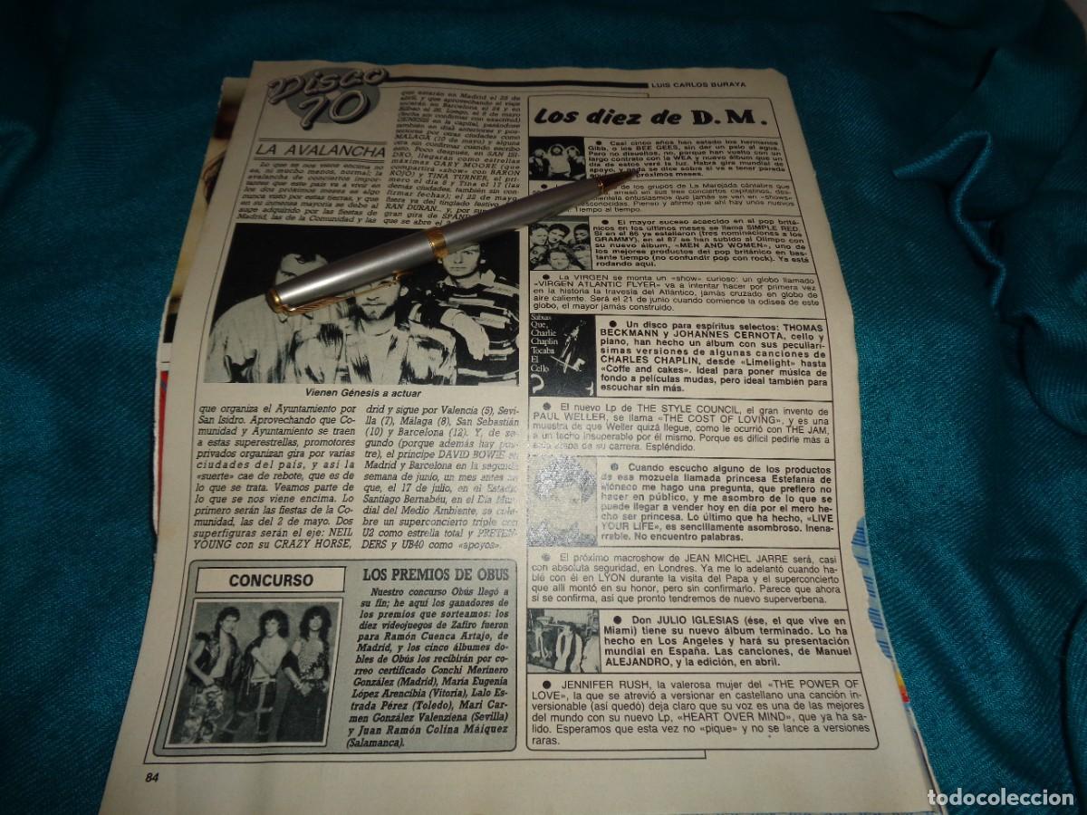 Coleccionismo de revista Diez Minutos: RECORTE : DISCO 10 : GENESIS, VIENE A ESPA&Ntilde;A. OBUS. DIEZ MINUTOS, ABRIL 1987