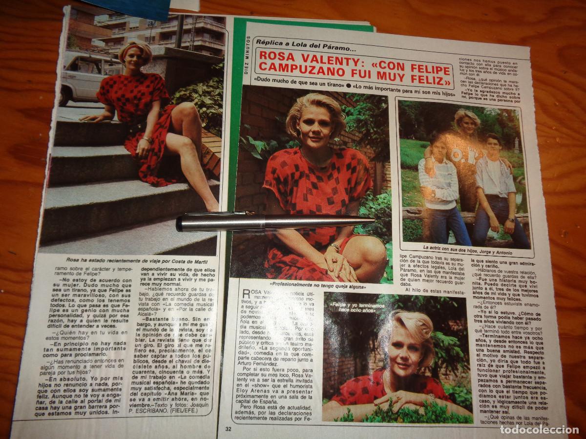 Coleccionismo de revista Diez Minutos: RECORTE : ROSA VALENTY, HABLA DE FELIPE CAMPUZANO. DIEZ MINUTOS, NVBRE 1985