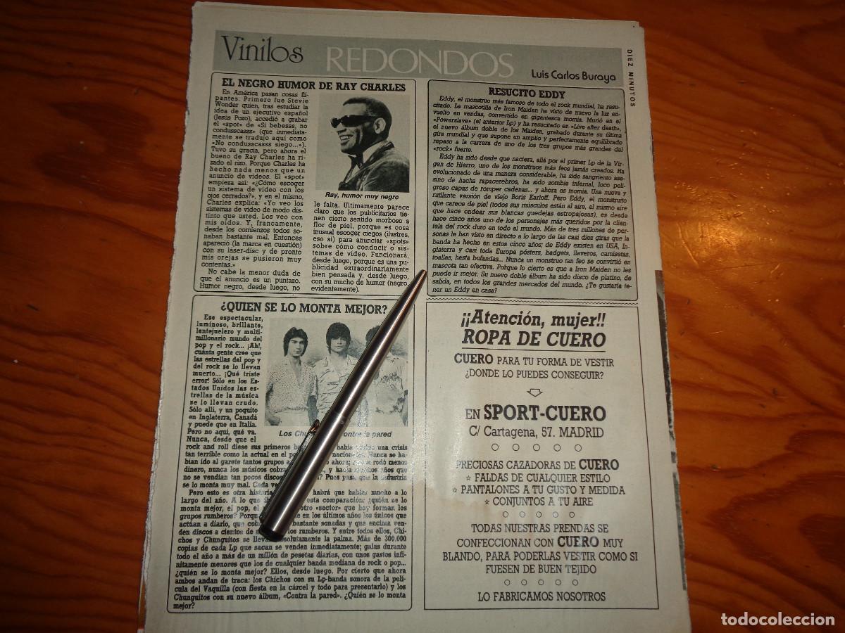 Coleccionismo de revista Diez Minutos: RECORTE : RAY CHARLES. LOS CHUNGUITOS. DIEZ MINUTOS, NVBRE 1985