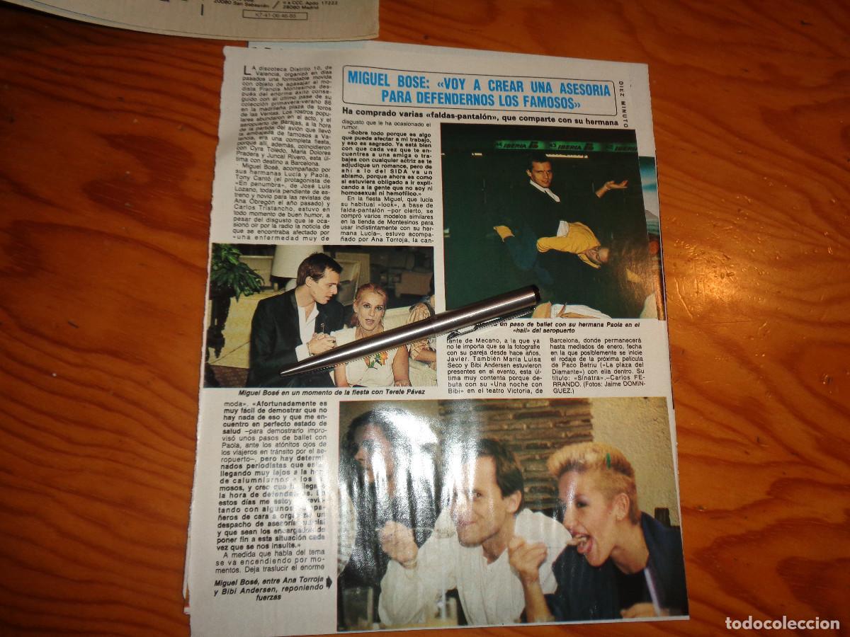Coleccionismo de revista Diez Minutos: RECORTE : MIGUEL BOSE CON ANA TORROJA, BIBI ANDERSEN ...EN FIESTA. DIEZ MINUTOS, NVBRE 1985