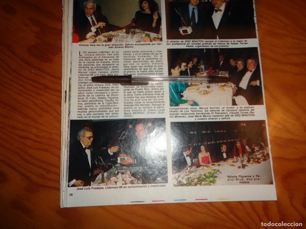 Coleccionismo de revista Diez Minutos: RECORTE : VICTORIA VERA EN ENTREGA DE PREMIOS LIDERMAN 86. DIEZ MINUTOS, ABRIL 1986