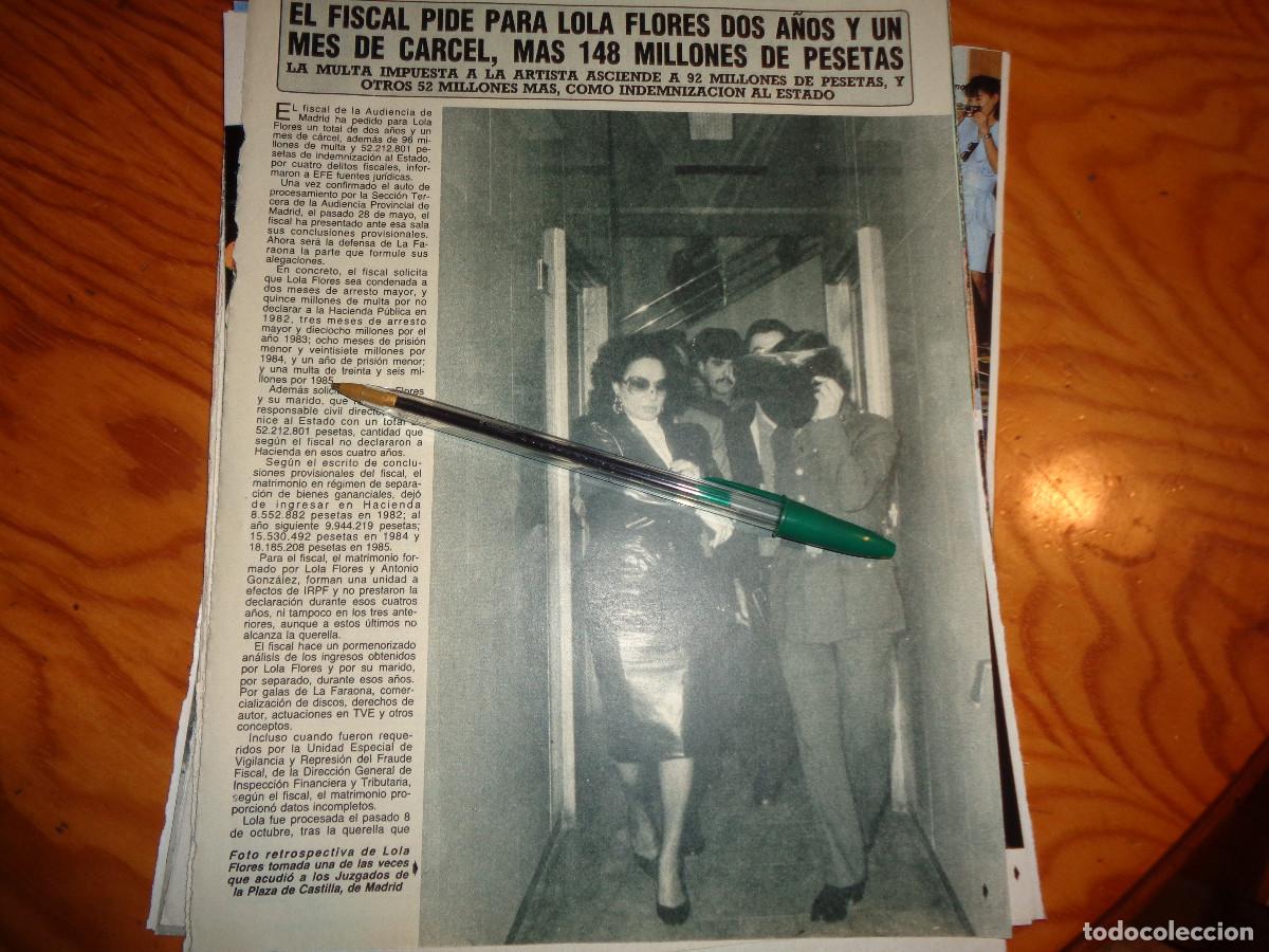 Coleccionismo de revista Diez Minutos: RECORTE : EL FISCAL PIDE 2 A&Ntilde;OS DE CARCEL PARA LOLA FLORES. DIEZ MINUTOS, JULIO 1988
