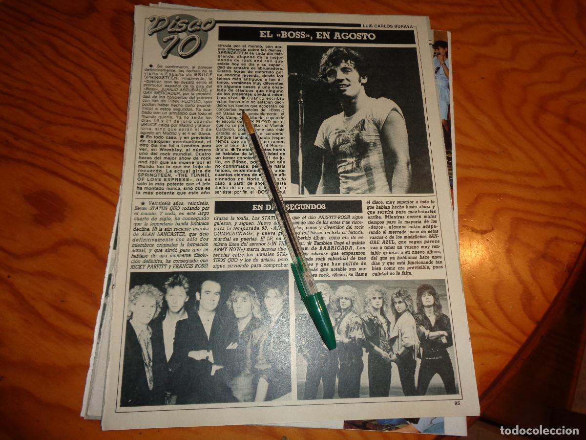 Sammeln von Zeitschriften Diez Minutos: RECORTE : STATUS QUO, SPRINGSTEEN, SANGRE AZUL.... DIEZ MINUTOS, JULIO 1988