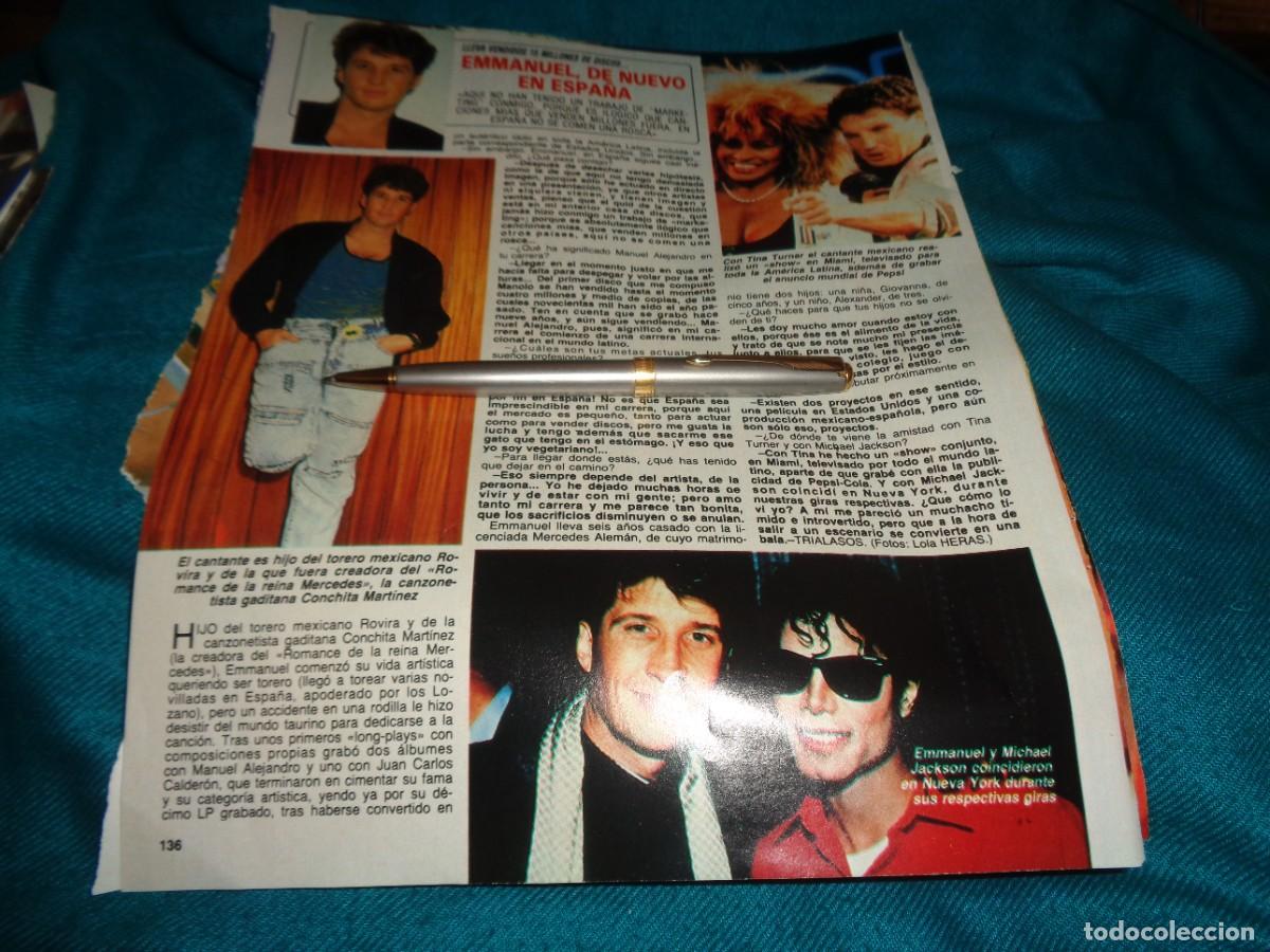 Coleccionismo de revista Diez Minutos: RECORTE : EMMANUEL, DE NUEVO EN ESPA&Ntilde;A. DIEZ MINUTOS, JULIO 1988