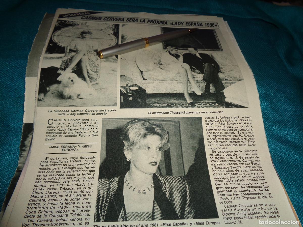 Collection Magazine Diez Minutos: RECORTE : CARMEN CERVERA, SERA LA PROXIMA LADY ESPA&Ntilde;A 1986. DIEZ MINUTOS, JULIO 1986