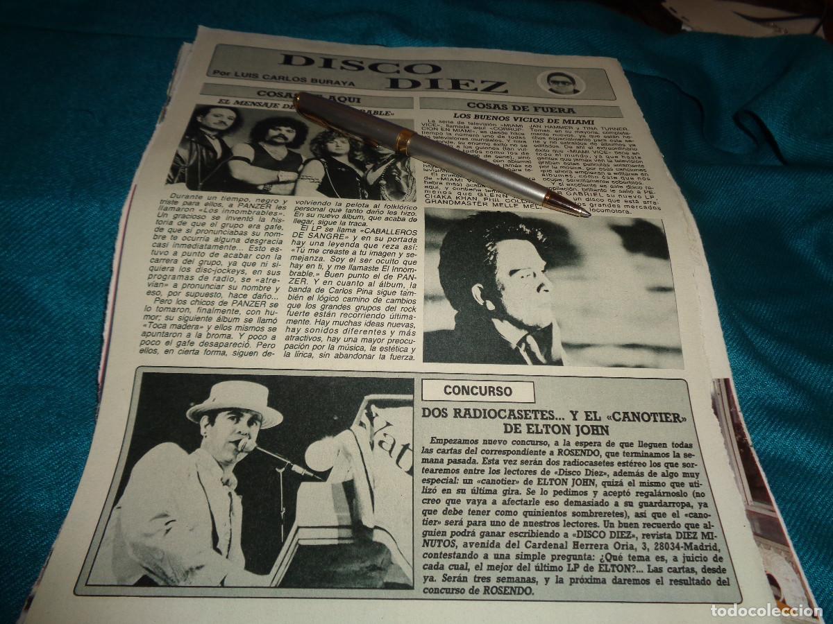 Coleccionismo de revista Diez Minutos: RECORTE : DISCO 10 : PANZER, ELTON JOHN... DIEZ MINUTOS, JULIO 1986
