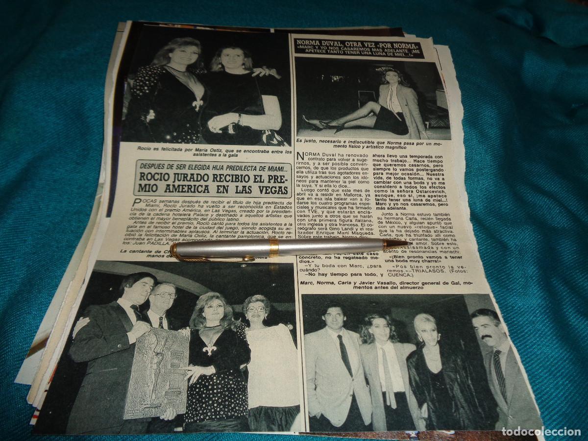 Sammeln von Zeitschriften Diez Minutos: RECORTE : NORMA DUVAL. ROCIO JURADO Y MARIA OSTIZ. DIEZ MINUTOS, ABRIL 1988