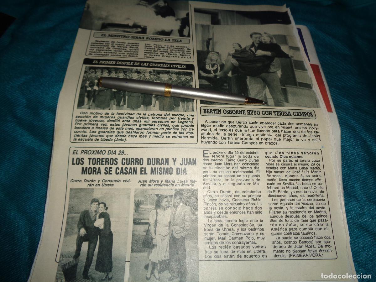 Coleccionismo de revista Diez Minutos: RECORTE : 1&ordm; DESFILE DE LAS GUARDIAS CIVILES. BERTIN Y TERESA CAMPOS. DIEZ MINUTOS, OCTBRE 1988