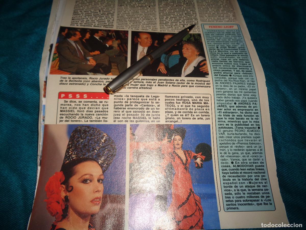 Coleccionismo de revista Diez Minutos: RECORTE : MASSIEL. ROCIO JURADO. DIEZ MINUTOS, OCTBRE 1988