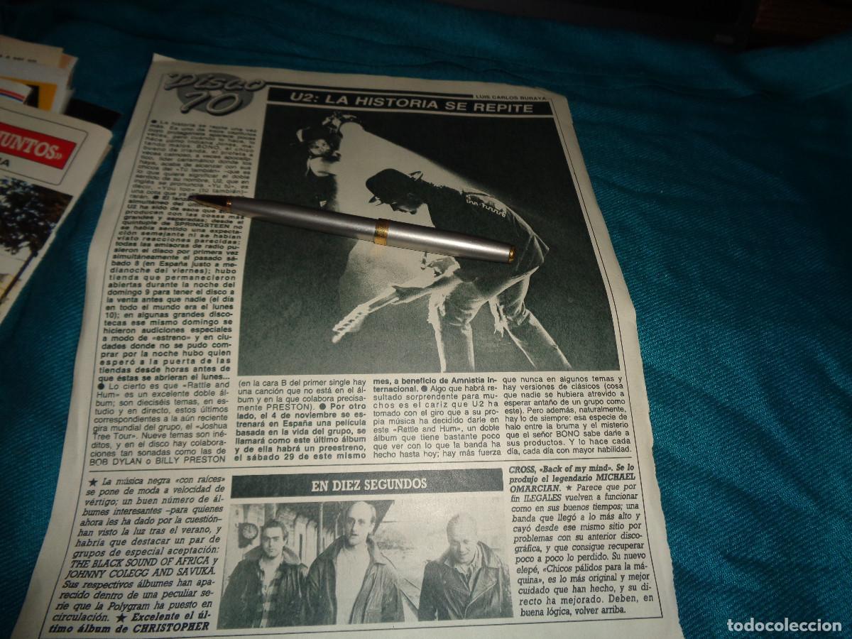 Coleccionismo de revista Diez Minutos: RECORTE : ILEGALES. U2. DIEZ MINUTOS, OCTBRE 1988