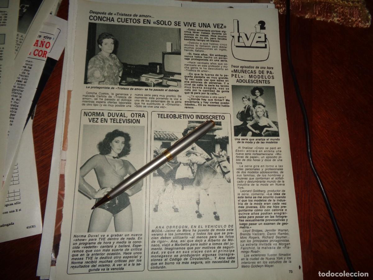 Coleccionismo de revista Diez Minutos: RECORTE : NORMA DUVAL, A TELEVISION. ANA OBREGON, EN BURRO. DIEZ MINUTOS, SPTM 1986