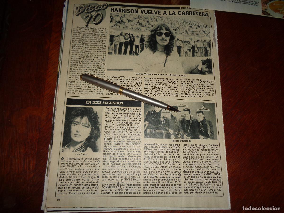 Coleccionismo de revista Diez Minutos: RECORTE : GEORGE HARRISON. TIERNOS MANCEBOS. LUZ CASAL. DIEZ MINUTOS, NVBRE 1987