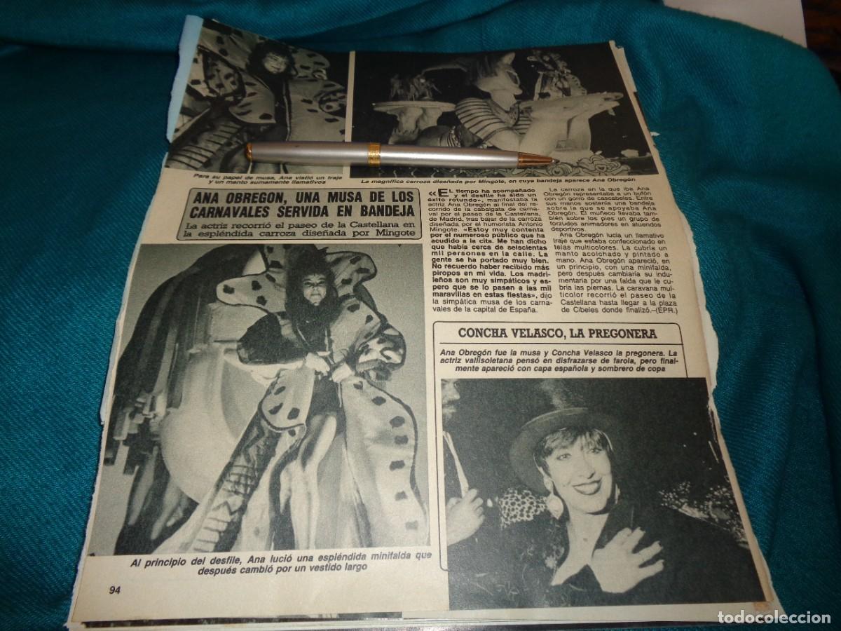 Coleccionismo de revista Diez Minutos: RECORTE : ANA OBREGON MUSA EN LOS CARNAVALES. DIEZ MINUTOS, MARZO 1987