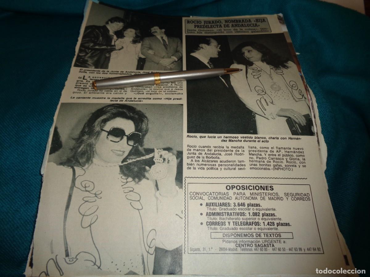 Coleccionismo de revista Diez Minutos: RECORTE : ROCIO JURADO, HIJA PREDILECTA DE ANDALUCIA. DIEZ MINUTOS, MARZO 1987