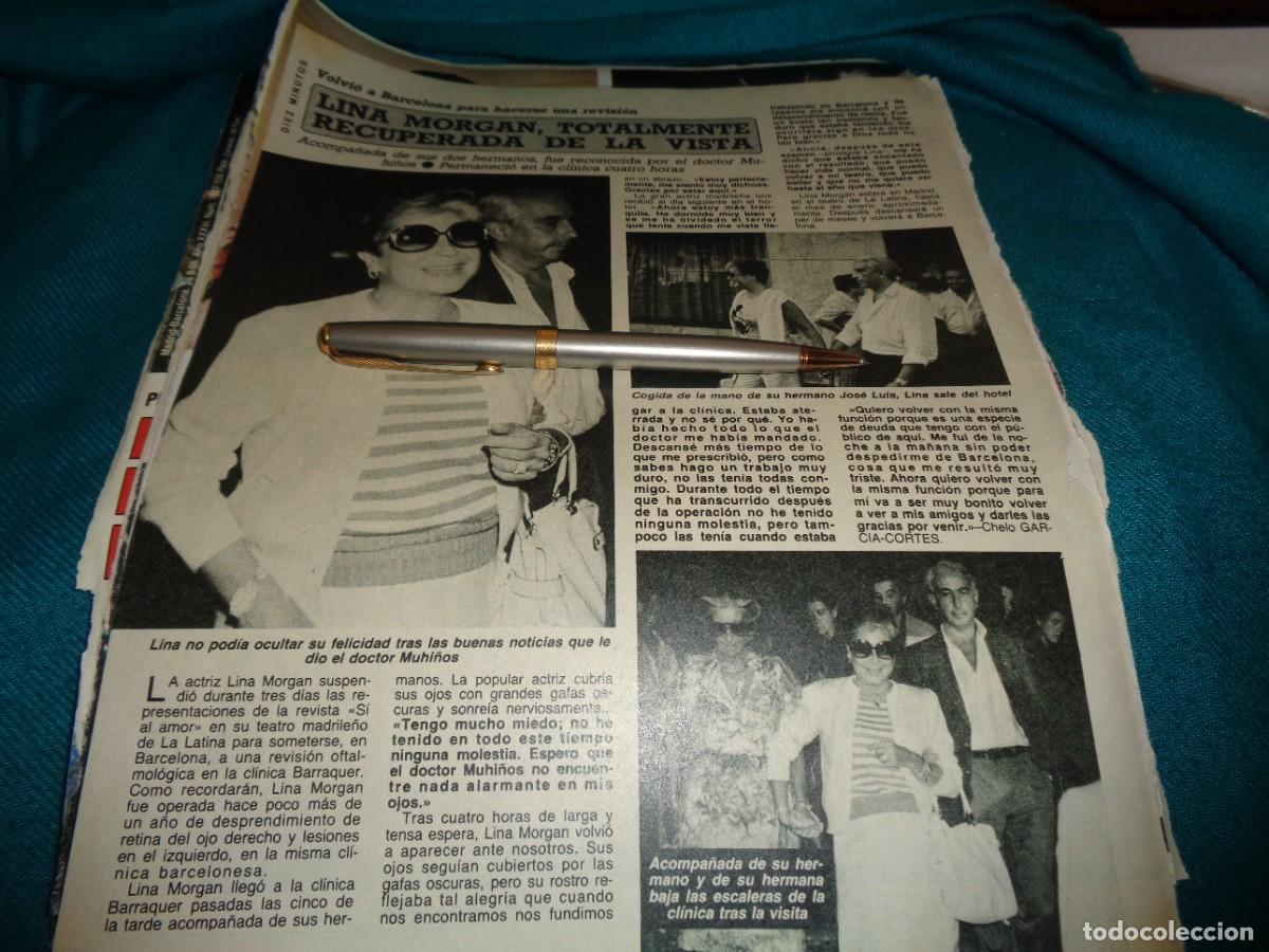 Coleccionismo de revista Diez Minutos: RECORTE : LINA MORGAN, RECUPERADA DE LA VISTA. DIEZ MINUTOS, OCTBRE 1985