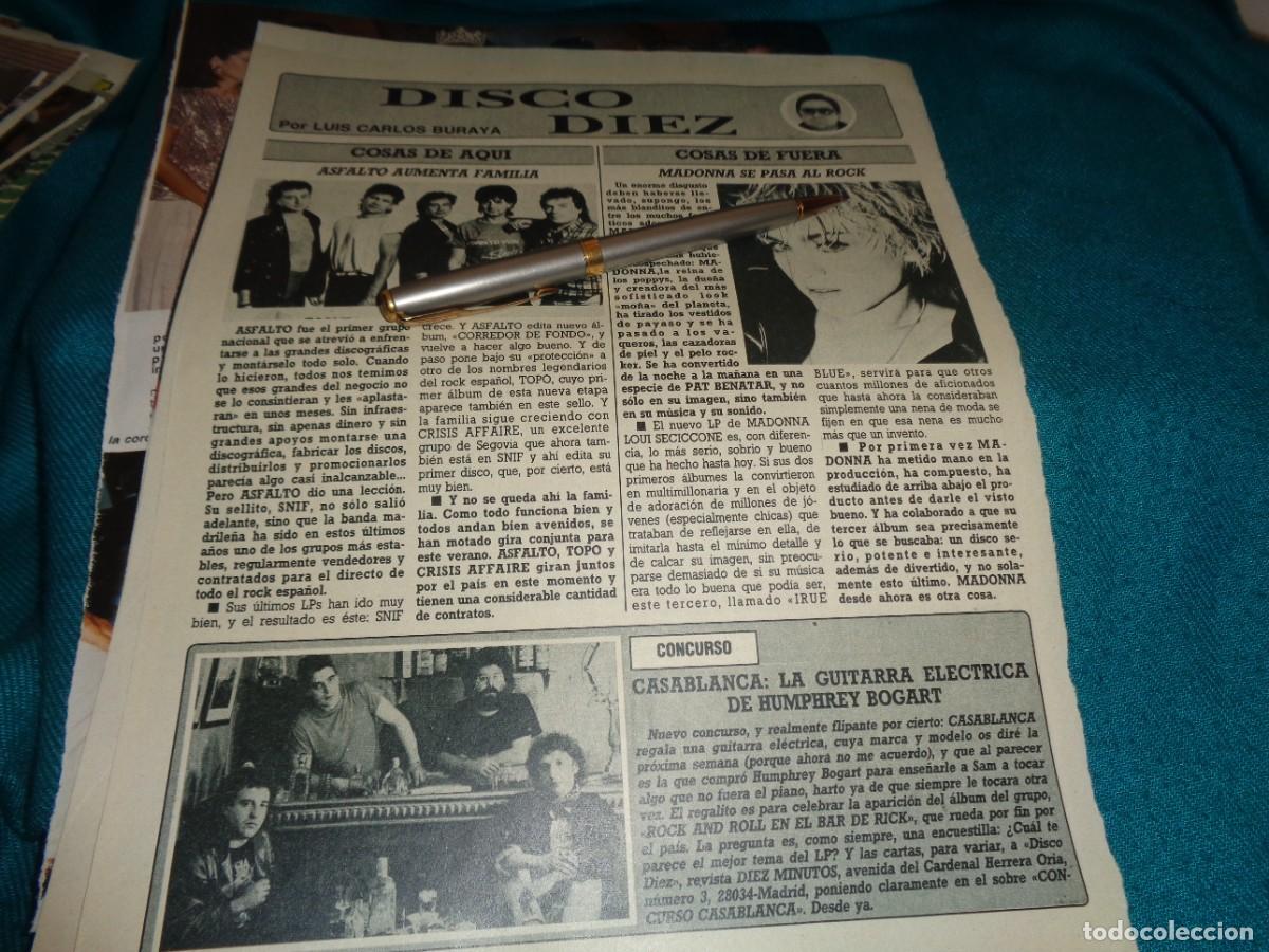 Coleccionismo de revista Diez Minutos: RECORTE : DISCO 10 : ASFALTO. MADONNA. CASABLANCA. DIEZ MINUTOS, AGTO 1986