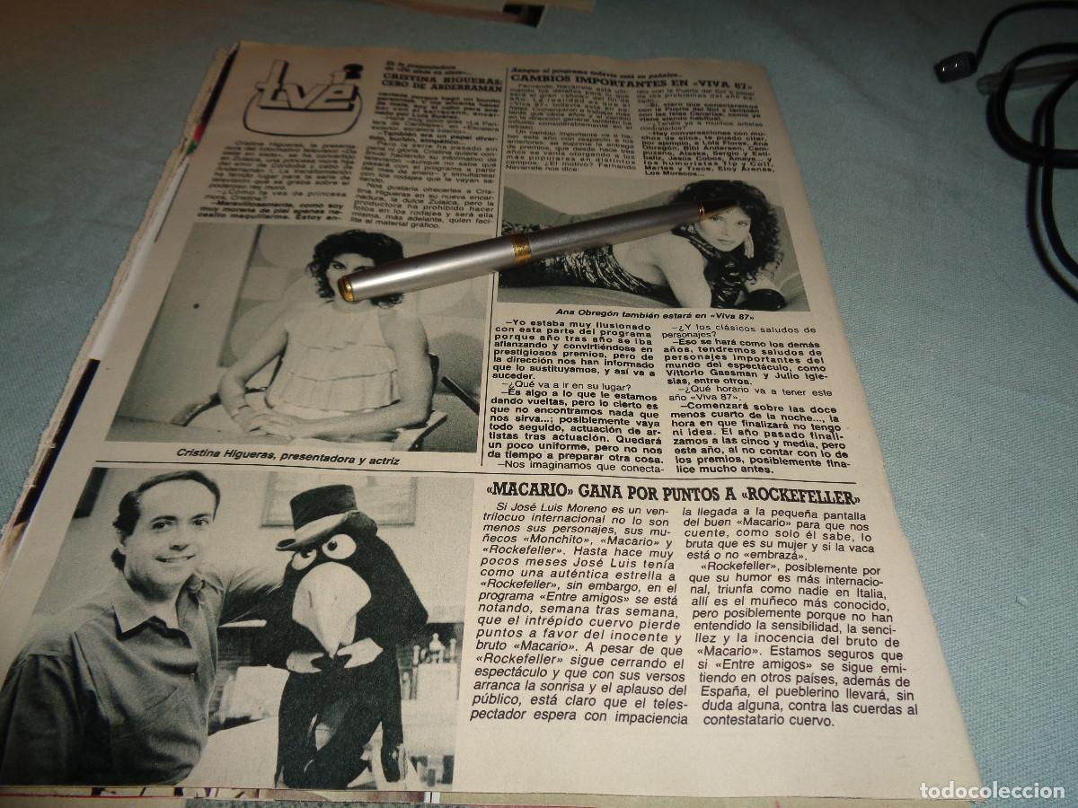 Coleccionismo de revista Diez Minutos: RECORTE : ANA OBREGON, CAMBIOS EN VIVA 87. DIEZ MINUTOS, DICBR 1986