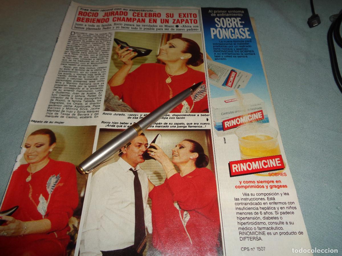 Coleccionismo de revista Diez Minutos: RECORTE : ROCIO JURADO CELEBRA SU EXITO, BEBIENDO EN UN ZAPATO. DIEZ MINUTOS, DICBR 1986