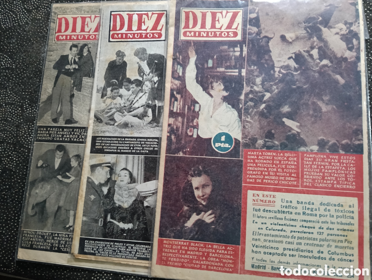 Coleccionismo de revista Diez Minutos: Lote de 3 revistas de DIEZ MINUTOS del 1954-56-56 Usado pero bien conservado