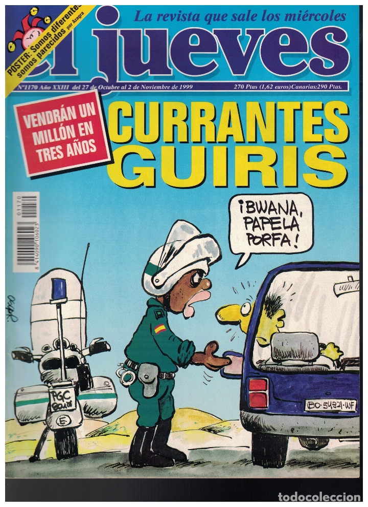 Sammeln von Zeitschriften El Jueves: (Y-132) - EL JUEVES N&ordm; 1170 - 1999 - CON POSTER