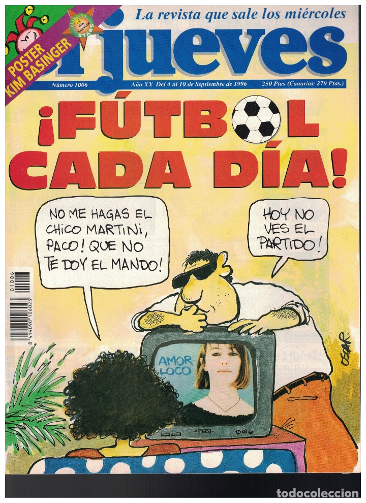 Sammeln von Zeitschriften El Jueves: (Y-122) - EL JUEVES N&ordm; 1006 - 1996 - CON POSTER