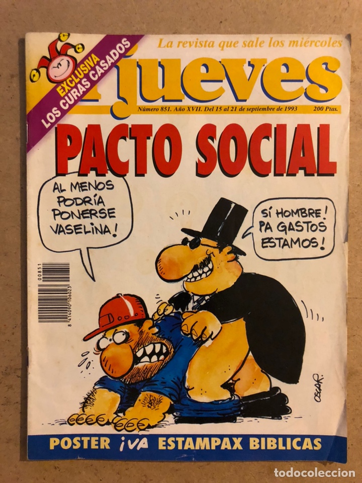 Collection Magazine El Jueves: EL JUEVES N&deg; 851 (SEPTIEMBRE 1993). PACTO SOCIAL. POSTER IV&Aacute;. BUEN ESTADO.