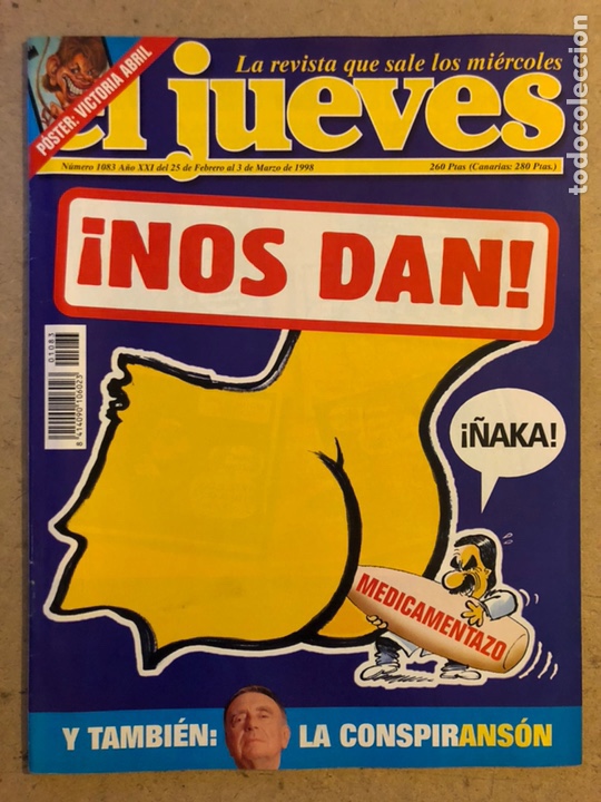 Collection Magazine El Jueves: EL JUEVES N&deg; 1083 (MARZO 1998). MEDICAMENTAZO. POSTER DE VICTORIA ABRIL.