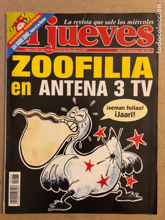 Collection Magazine El Jueves: EL JUEVES N&deg; 1073 (DICIEMBRE 1997). ZOOFILIA EN ANTENA 3 TV. INCLUYE POSTER. BUEN ESTADO.